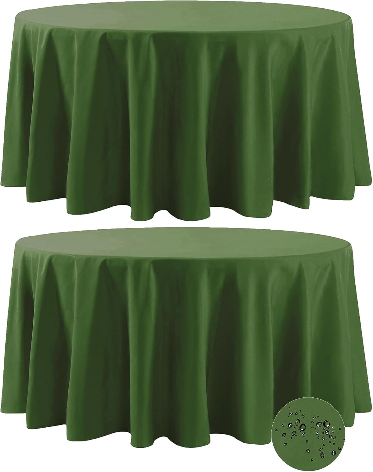 Fokitut 2 Pack Waterproof Round Tablecloth, 132 Inch, Stain Resistant and Wrinkle Polyester Table Cloth, Fabric Table Cover for Kitchen Dining, Wedding, Party, Holiday Dinner-Willow