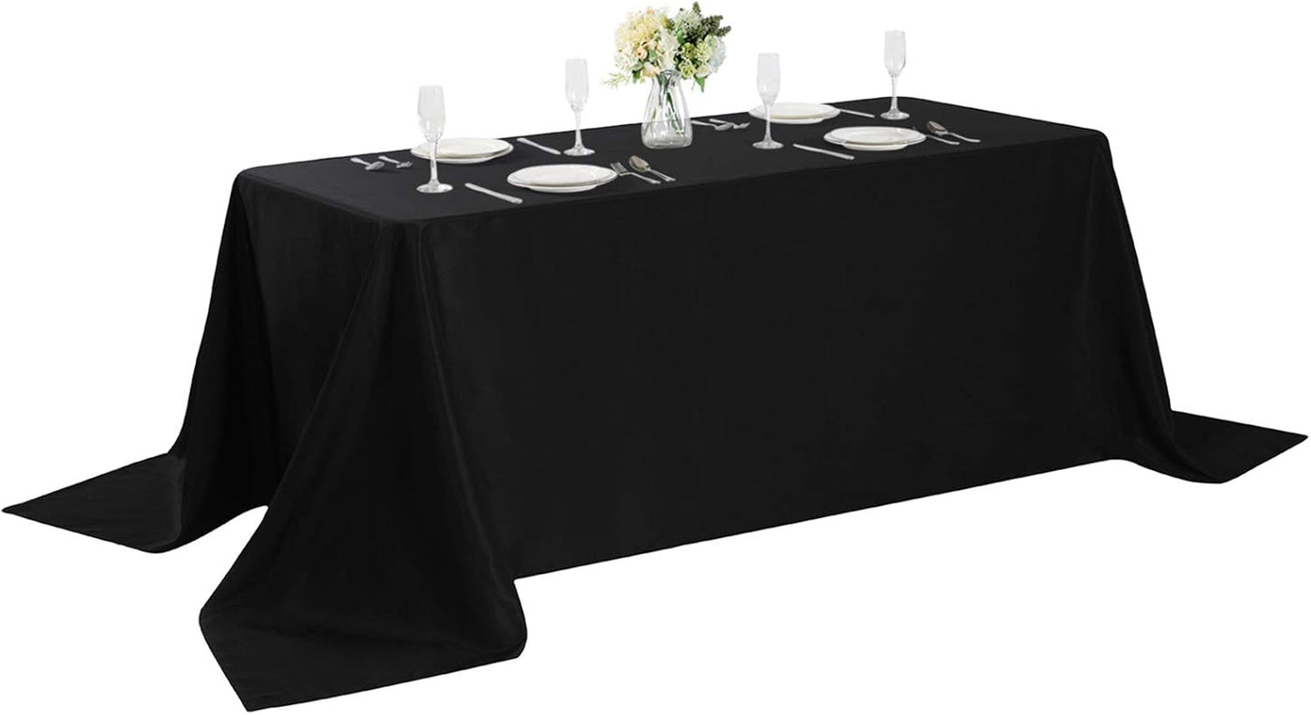 Rectangle Tablecloth 90x132 inch Washable Polyester Fabric Table Cloth for Wedding Party Dining Banquet Decoration（90x132, Black）