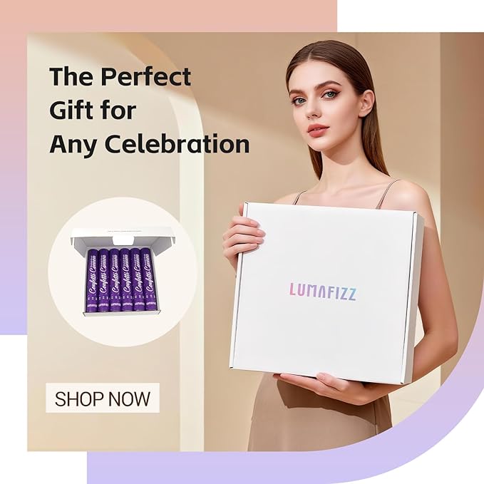 [6 Pack] 12 Inch Biodegradable Purple Confetti Poppers | Confetti Cannons for Wedding Celebration, Birthday PartyChristmas Eve and New Year Celebration