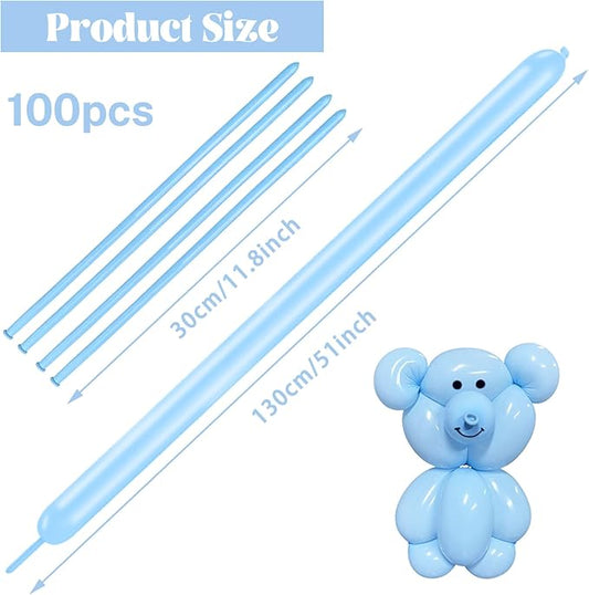 100 pcs 260 Long Balloons (Pastel Blue Balloons)