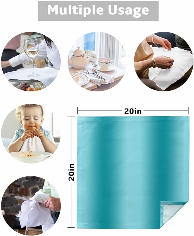 Teal Ombre Cloth Napkins Set of 8 Reusable Dinner Napkins, Modern Abstract Art Cocktail Napkin, Farmhouse Gradient Washable Table Napkins for Wedding/Holiday Party/Baby Shower 20"x20"