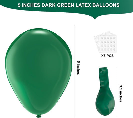 Green Latex Balloons, 150pcs 5 inches Dark Green Round Helium Balloons for or Dark Green Themed Wedding Graduation Anniversary Birthday Party Backdrop Decorations