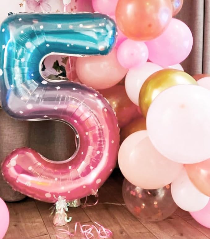 40 Inch Pink Purple Blue Numbers 9 Balloon, Balloons Decorations for 9 19 90 Birthday Party, Engagement, Wedding, Graduations, Photo Shoot Supplies