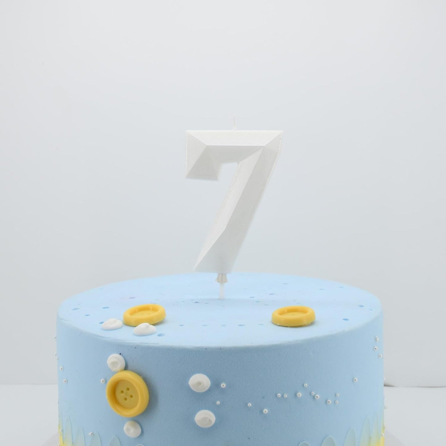 DERVENTA Large Birthday Candle Number 3D White 3.7 inch Party Celebration Anniversary Decoration Cake Topper 1 Piece (Number 7 White)