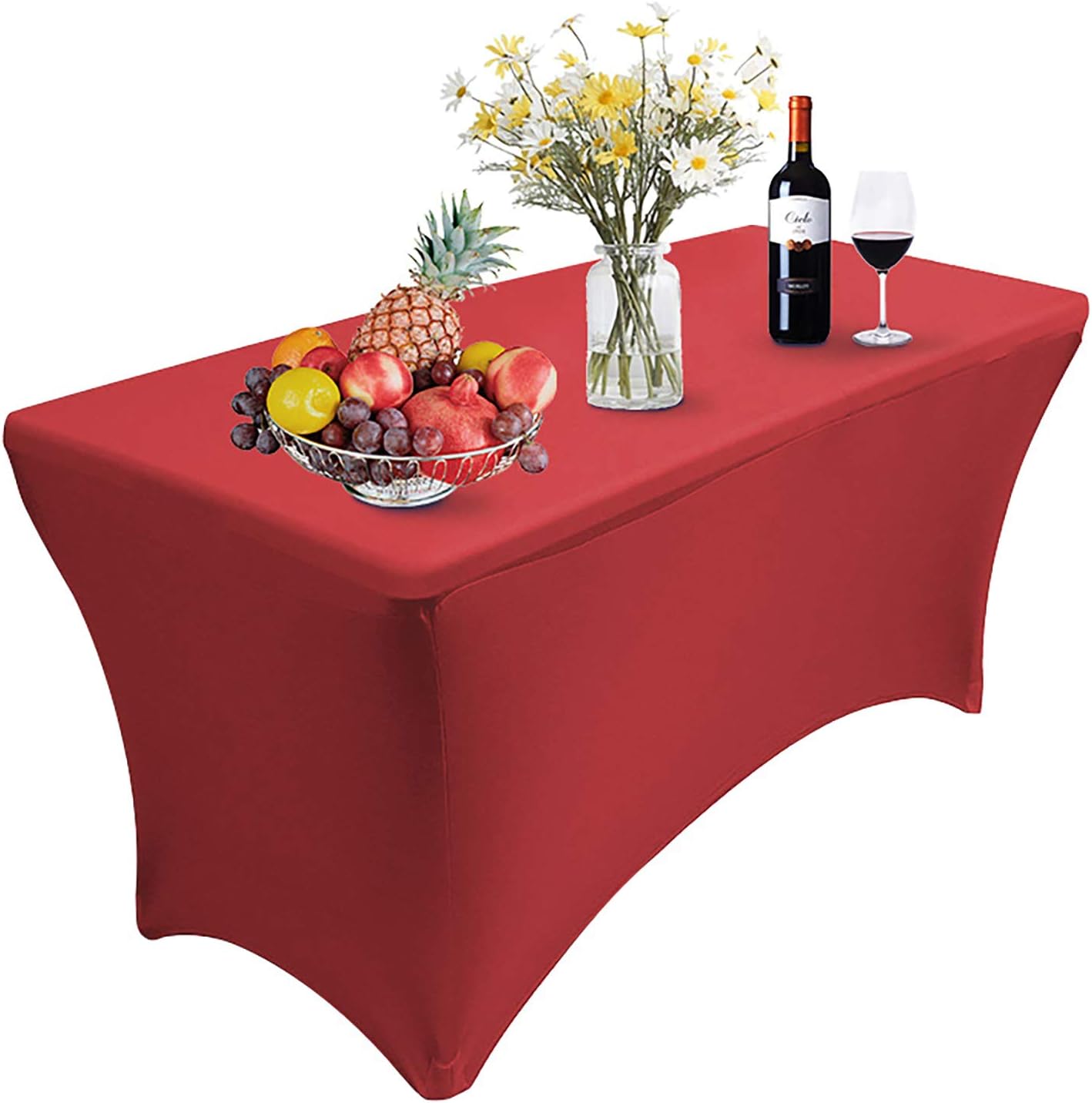 RELIANCER 1 Pack Stretch Spandex Table Covers for Rectangular Tables,6FT Elastic Fitted Tablecloth,Universal Rectangular Table Cloth Protector for Outdoor Party,Wedding,Bar,Birthday,Banquet,Events