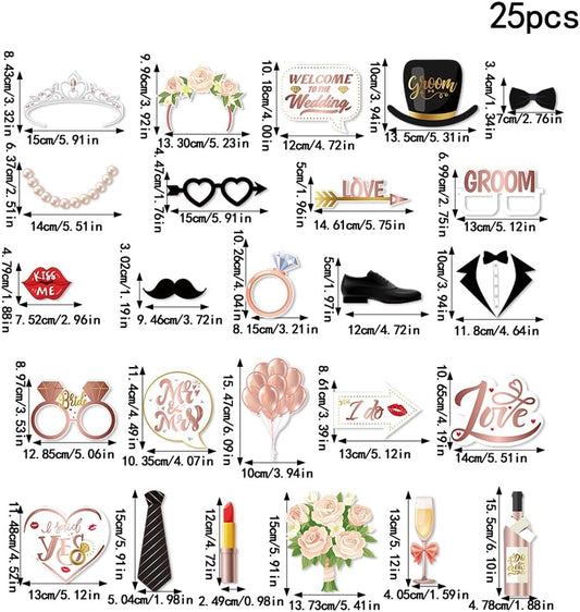 Bachelorette Party Decorations, Kaluofan 25 Pcs Bachelorette Party Accessories，Funny Wedding Photo Booth Props for Engagement Wedding Reception Party Bride Wedding Shower Decor(Pink and Black)