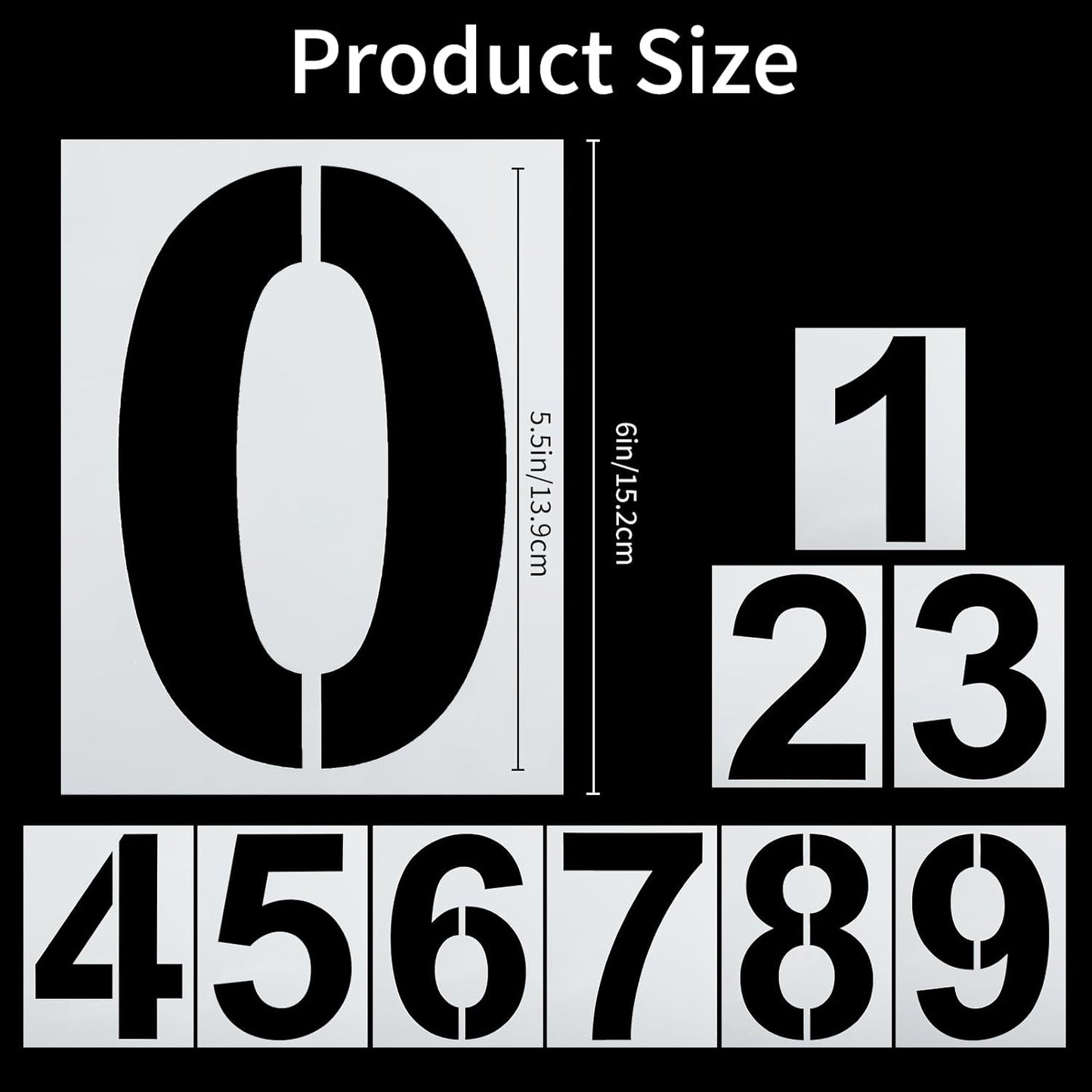 6 Inch Number Stencils, 0-9 Address Number Stencil, Reusable Plastic Number Stencils Digital Templates, Cake Stencil Address Number Painting Stencils Templates for Mailbox Signs