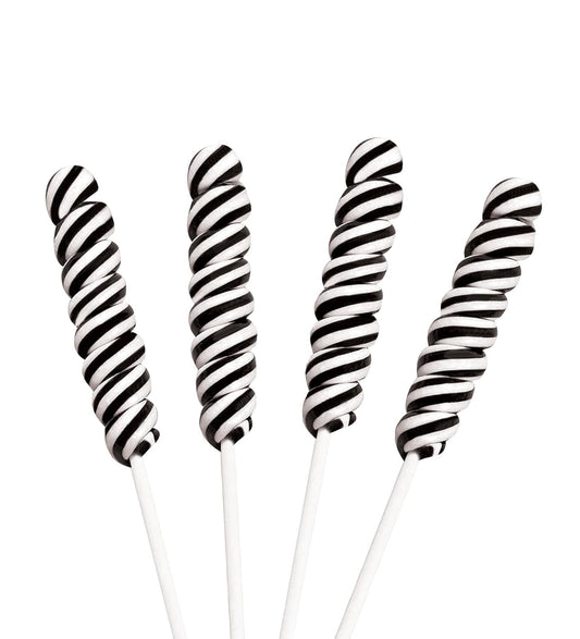 Black Twisty Lollipops - 24 Unicorn Suckers Individually Wrapped Bulk - Great for Candy Buffet - Wedding - Graduation - Halloween - Baby Shower - Birthday Party Favor Candy - Goodies for Kids and Adults