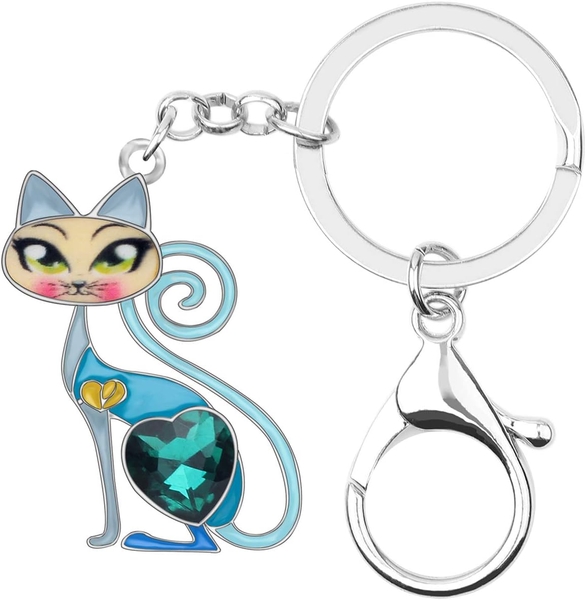 BONSNY Enamel Alloy Chain Cat Key Chains For Women Car Purse Handbag Charms keychains Gifts
