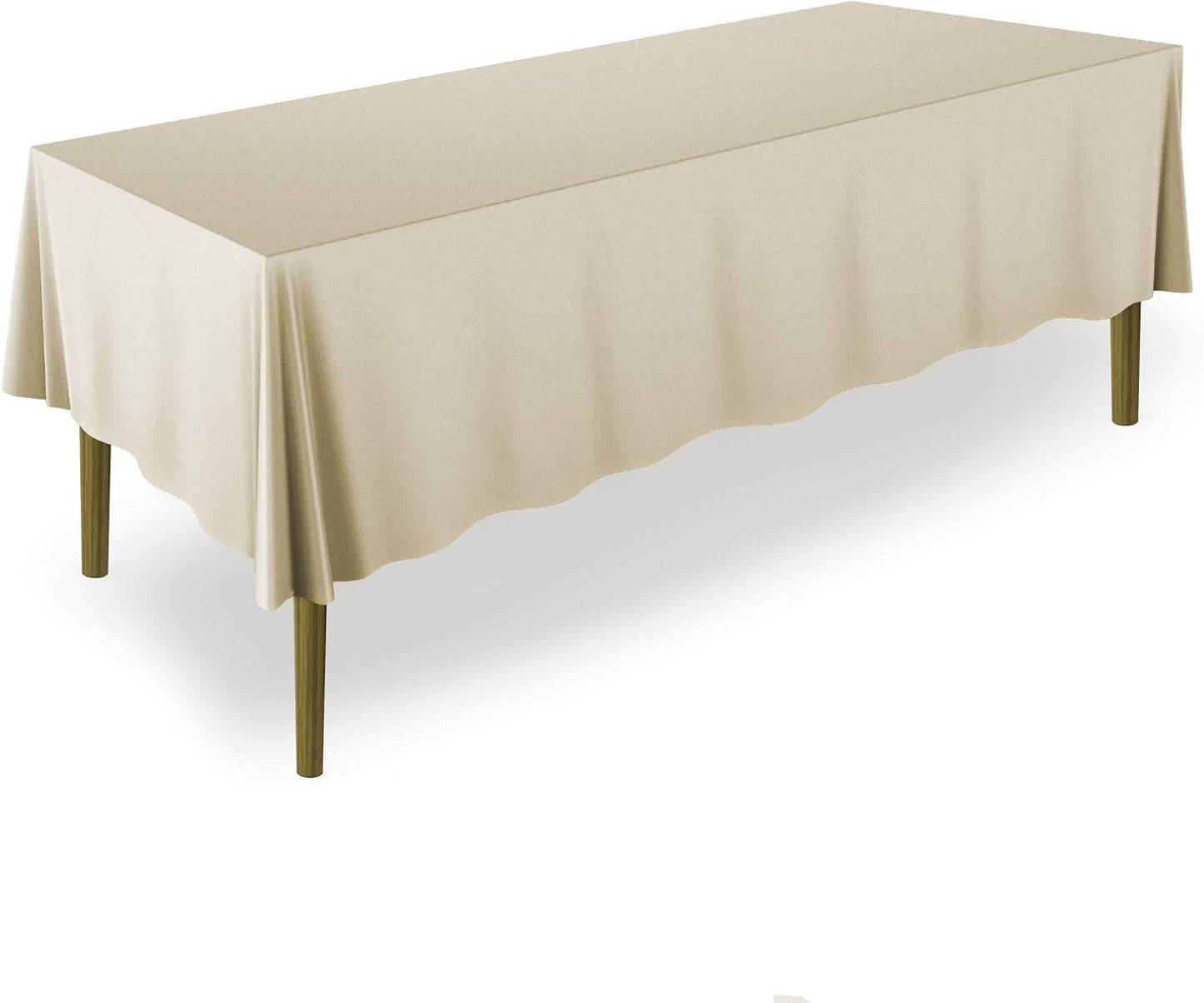Lann's Linens - 60" x 126" Premium Tablecloth for Wedding/Banquet/Restaurant - Rectangular Polyester Fabric Table Cloth - Beige