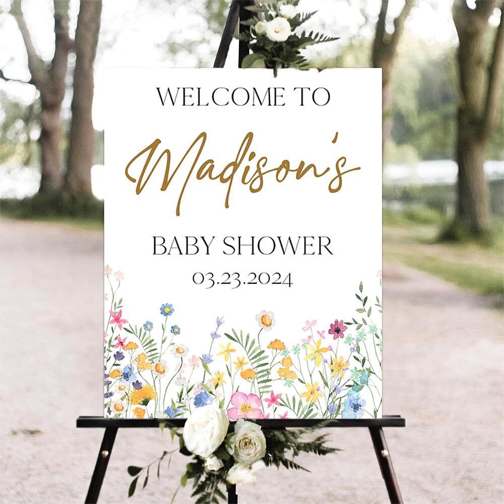 Editable Baby In Bloom Welcome Sign, Baby in Bloom Baby Shower Welcome Sign, Wildflower Baby Shower Sign, Spring Floral Baby Shower Welcome Sign, Personalized Baby Shower Sign #11