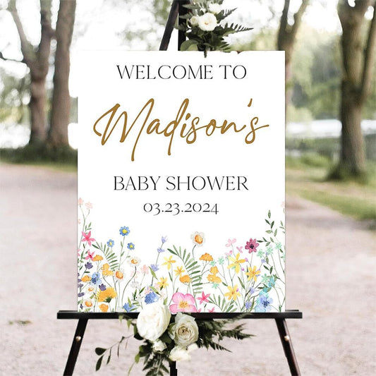 Editable Baby In Bloom Welcome Sign, Baby in Bloom Baby Shower Welcome Sign, Wildflower Baby Shower Sign, Spring Floral Baby Shower Welcome Sign, Personalized Baby Shower Sign #11