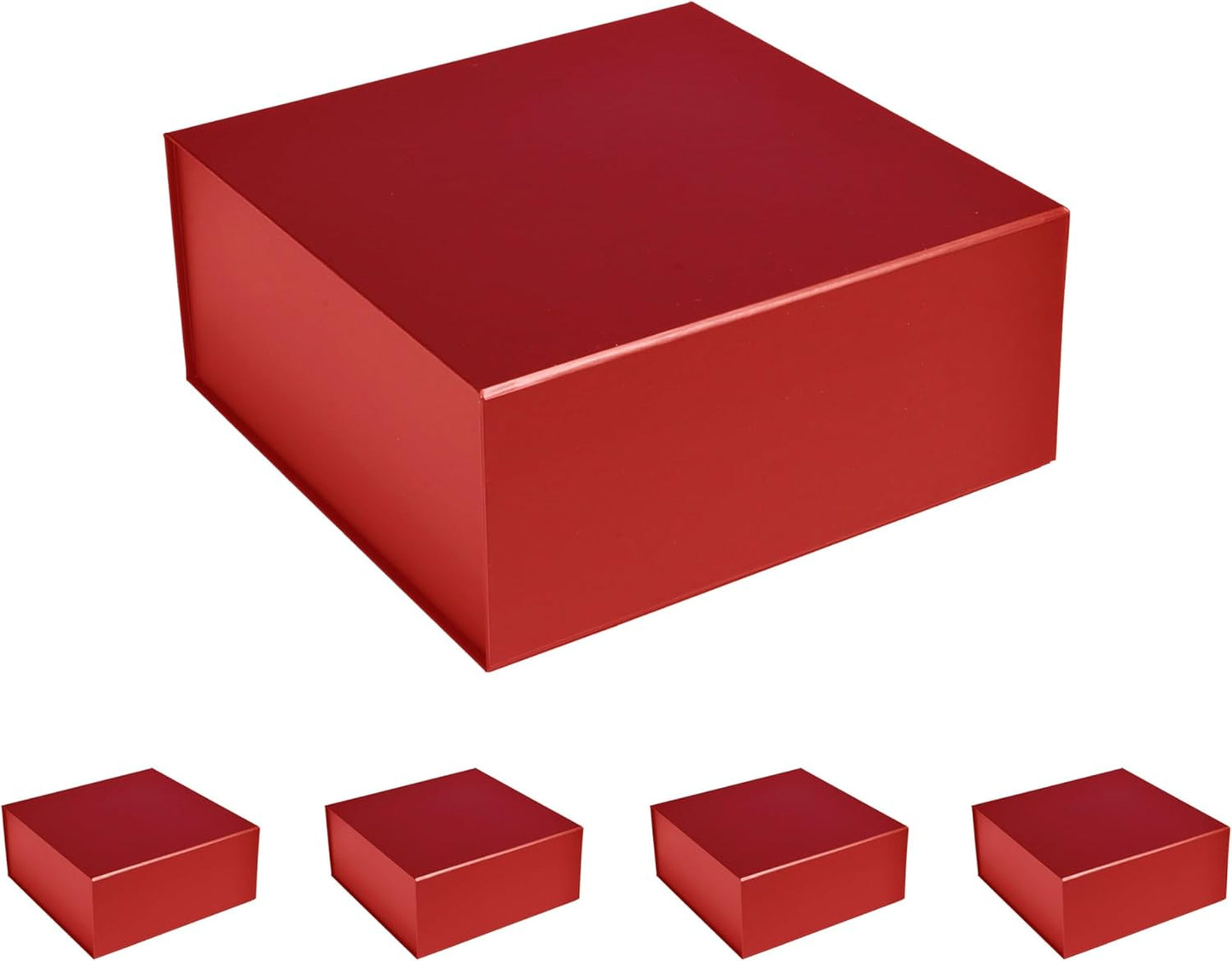 CECOBOX - Gift Boxes with Lids for Presents 6"x6"x2.75" - Matte, Collapsible Magnetic Closure Gift Box - Groomsmen & Bridesmaid Proposal Boxes, Wedding, PR, Birthdays, Holidays - Red, 1 Count (Pack of 5)