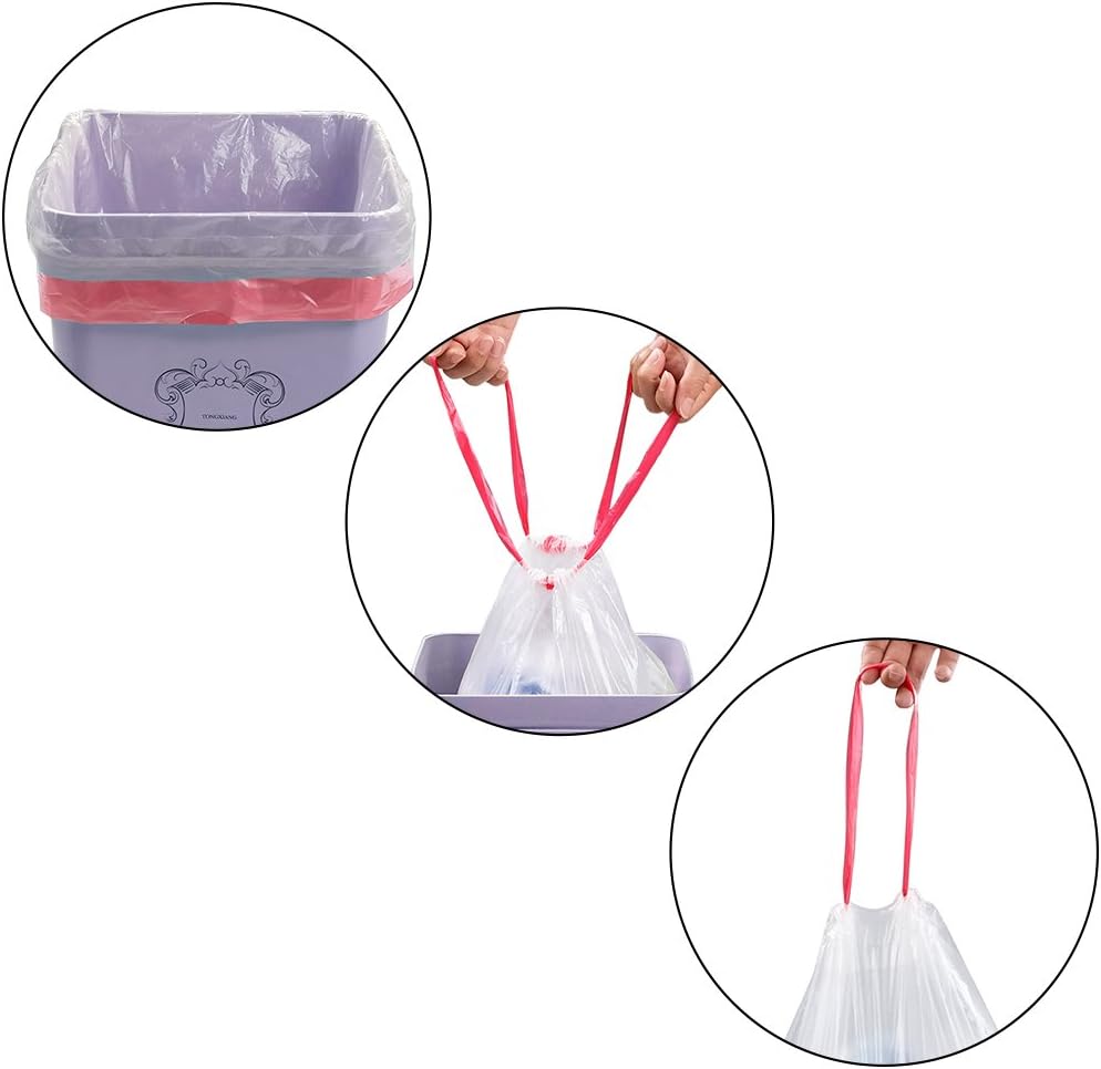 Jekiyo 120 Count Clear Trash Bags, Drawstring 6 Gallon Garbage Bag