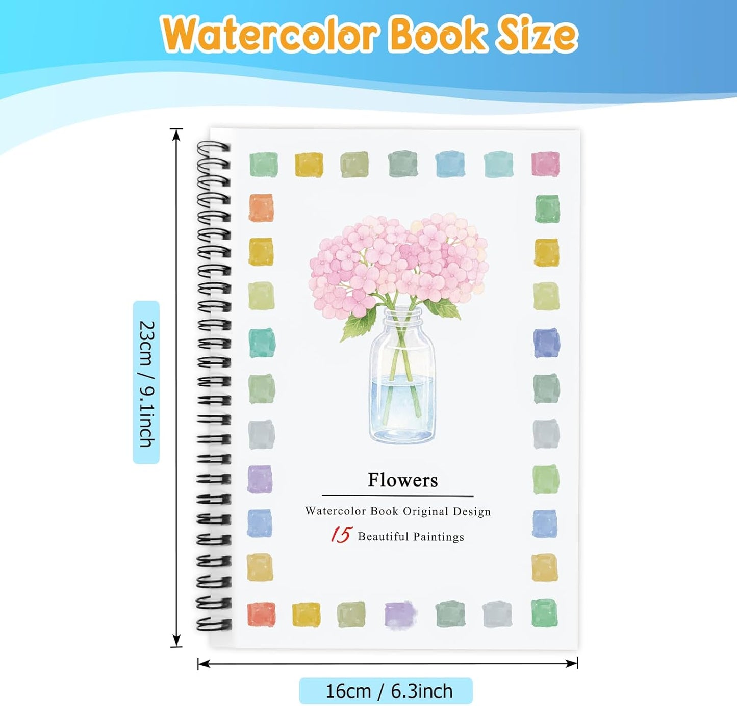SLWBZ Watercolor Workbooks Coloring Book, Beginner Friendly Painting Kit, Detailed Steps, Creative Exploration Watercolor Book with Paint Set for Adults Teens (Pink Hydrangea, Without Paint)