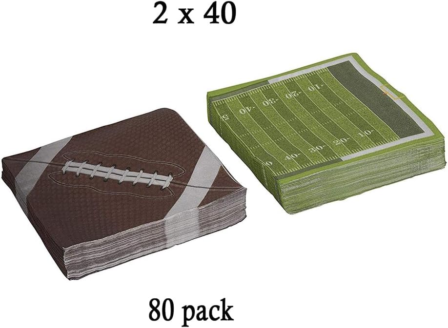 Hammont Football Napkins - Disposable Foot Ball Napkins - Super Bowl Themed Decorations - Birthday | Gameday | Football Party Supplies (80 Pack)
