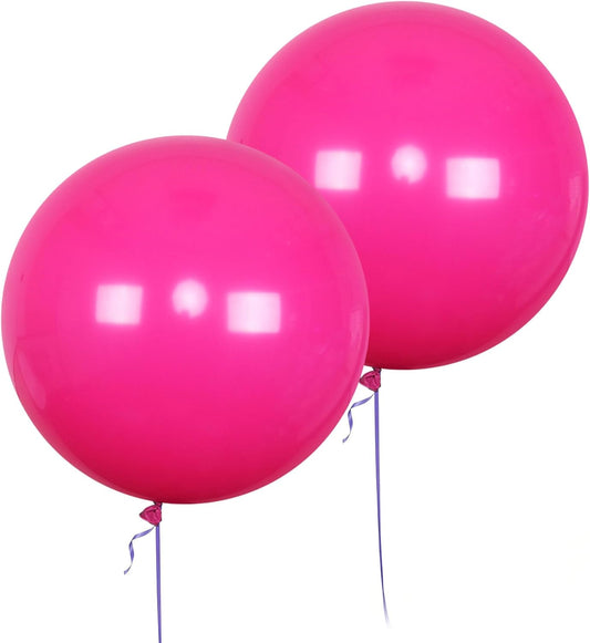 AZOWA 24 Inch Hot Pink Balloons 16-Count Large Latex Round Balloons for Party Wedding Birthday Baby Shower Decoration (Hot Pink, 16 Pcs)