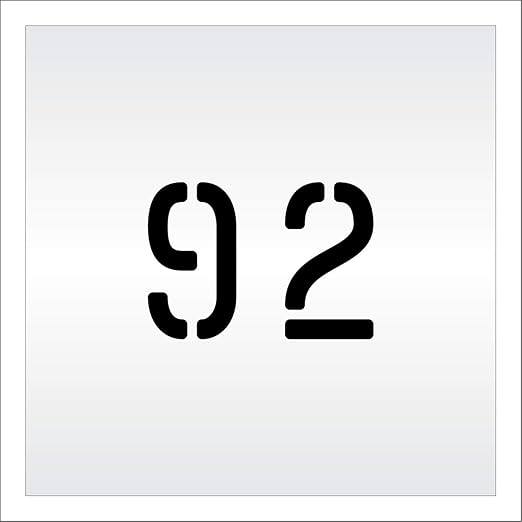 Pavement, Curb, and WheelStop Stencils - 4 inch Double Number Stencil - (92) - 4" x 5.5" x 1/16" (63 mil) - Light-Duty