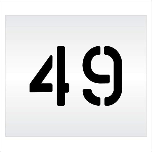 Pavement, Curb, and WheelStop Stencils - 6 inch Double Number Stencil - (49) - 6" x 9" x 1/16" (63 mil) - Light-Duty