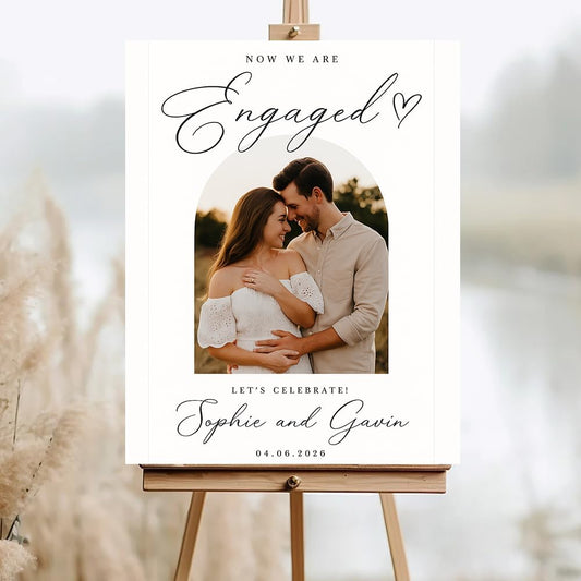 Personalized Engagement Welcome Sign, Engagement Party Sign, Engaged Decor for Couple - She Said Yes!, Decorations, Engaged Welcome, Custom Poster, Canvas, Wooden 2 Layer /4