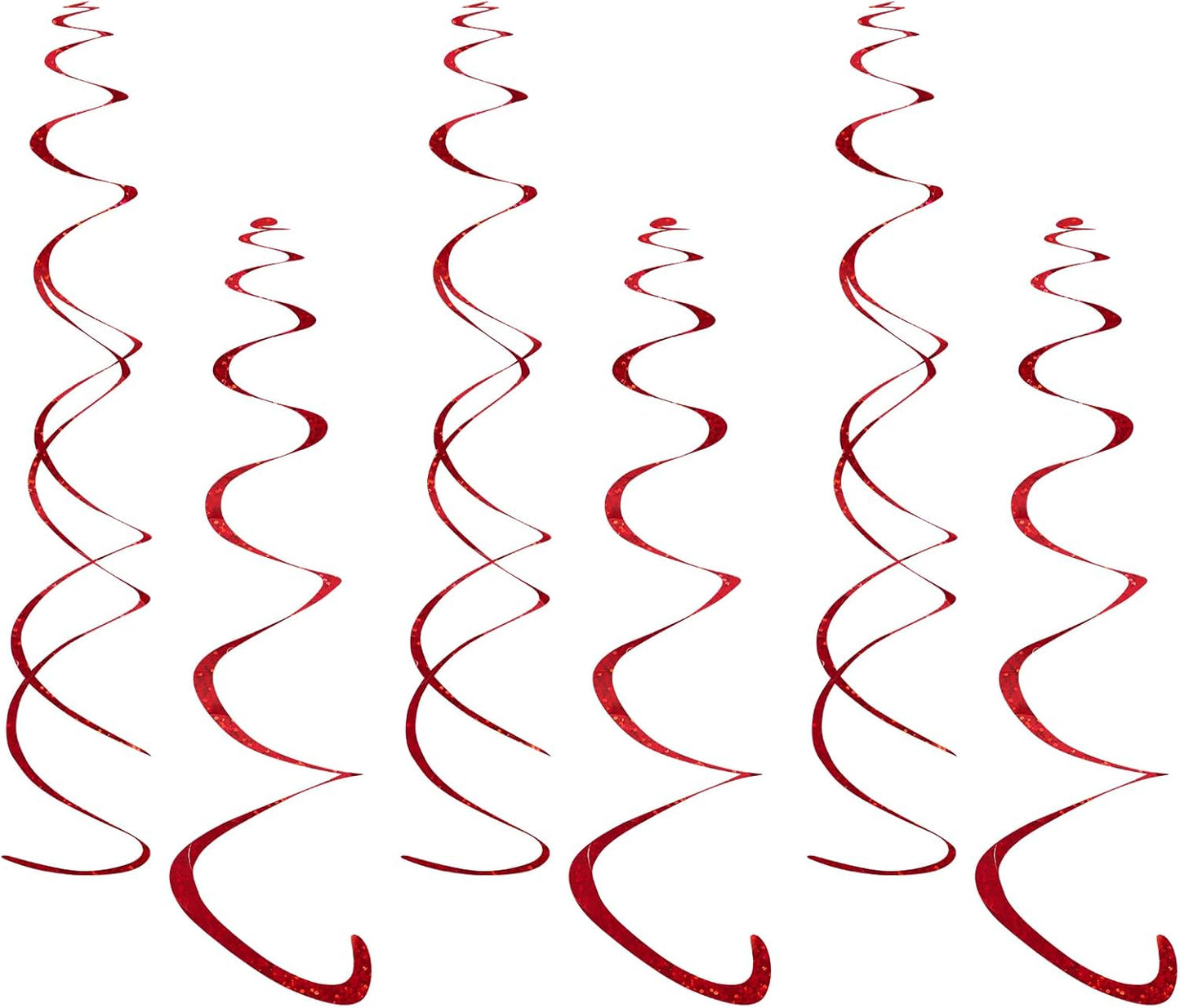 Fumwase 30PCS Hanging Swirl Party Decorations Shinny Foil Plastic Party Streamer for Ceiling Ornament Set for Home School Birthday Wedding Halloween Decorations (Red)
