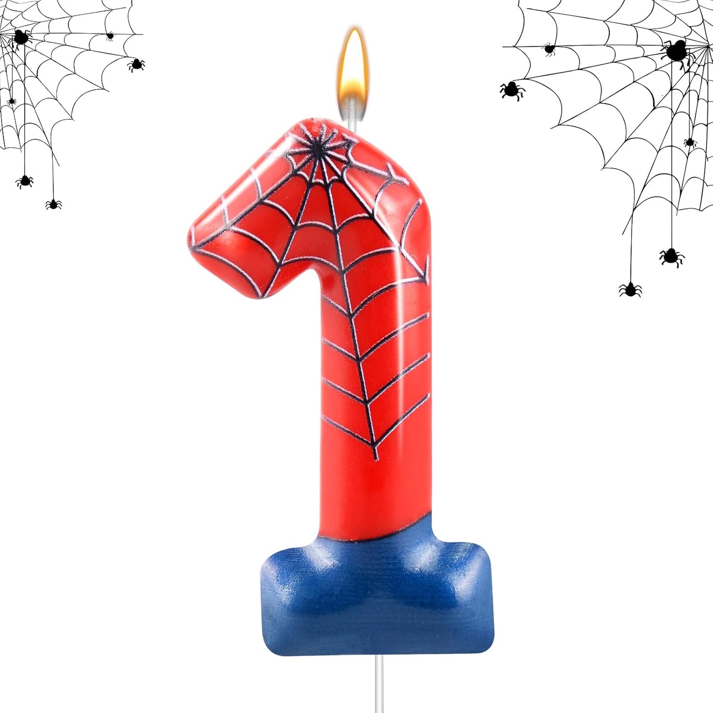 Spider Themed Birthday Candles Number 1 Candle Birthday Cake Candles Party Decoration Cake Topper for Spider Party Decoration Theme Party Supplies (Number 1)