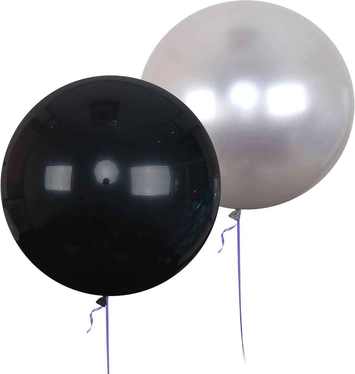 AZOWA 24 Inch Black and Silver Balloon 10 Large Latex Balloons for Party Wedding Birthday Baby Shower Decoration (Black and Silver, 10 Pcs)