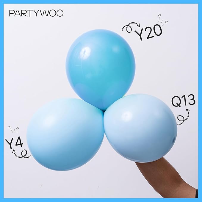 PartyWoo Light Blue Balloons, 140 pcs Light Blue and Metallic Blue Balloons Different Sizes Pack of 18 Inch 12 Inch 10 Inch 5 Inch for Balloon Garland Arch as Birthday Decorations, Party Decorations