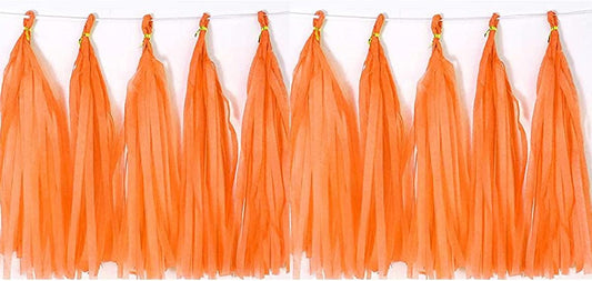 Tissue Paper Tassels Garland Banner Table Decor Party Banner Wedding Birthday Baby Shower Nursery Party Decorations Supplies (20, Orange)