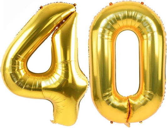 TONIFUL 40 Inch Gold Large Numbers Balloon Birthday Party Decorations, Foil Mylar Big Number Balloon Digital 40 for 40th Birthday, 40th Anniversary, Graduation Ceremony Photo Shoot