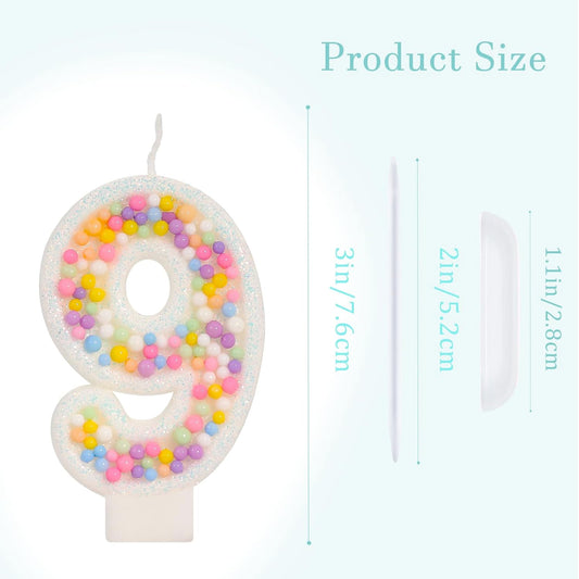 Number 9 Birthday Candle - Colorful Macaron Candles, 9 Candle Birthday Girl Women, Sweet Theme Birthday Party Supplies, Anniversary Party Cake Decorations