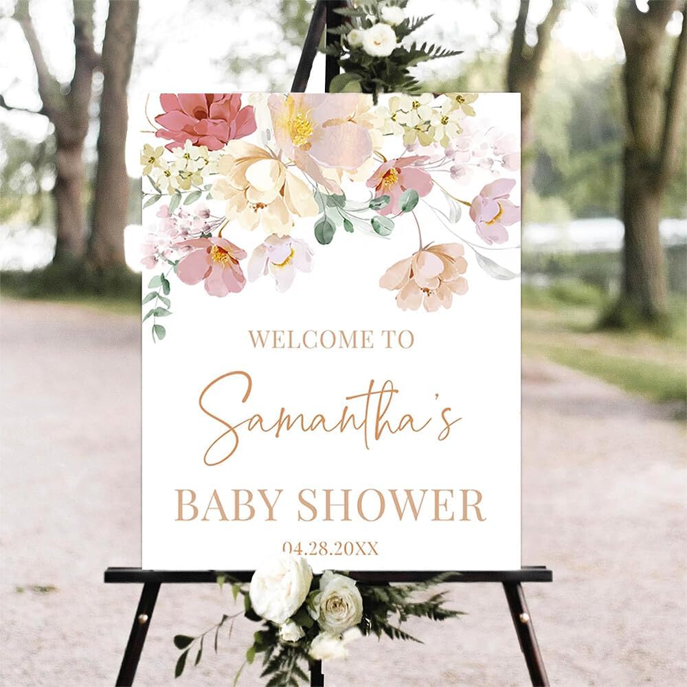 Editable Baby In Bloom Welcome Sign, Baby in Bloom Baby Shower Welcome Sign, Wildflower Baby Shower Sign, Spring Floral Baby Shower Welcome Sign, Personalized Baby Shower Sign #10