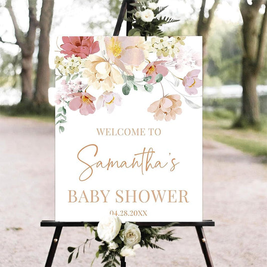 Editable Baby In Bloom Welcome Sign, Baby in Bloom Baby Shower Welcome Sign, Wildflower Baby Shower Sign, Spring Floral Baby Shower Welcome Sign, Personalized Baby Shower Sign #10