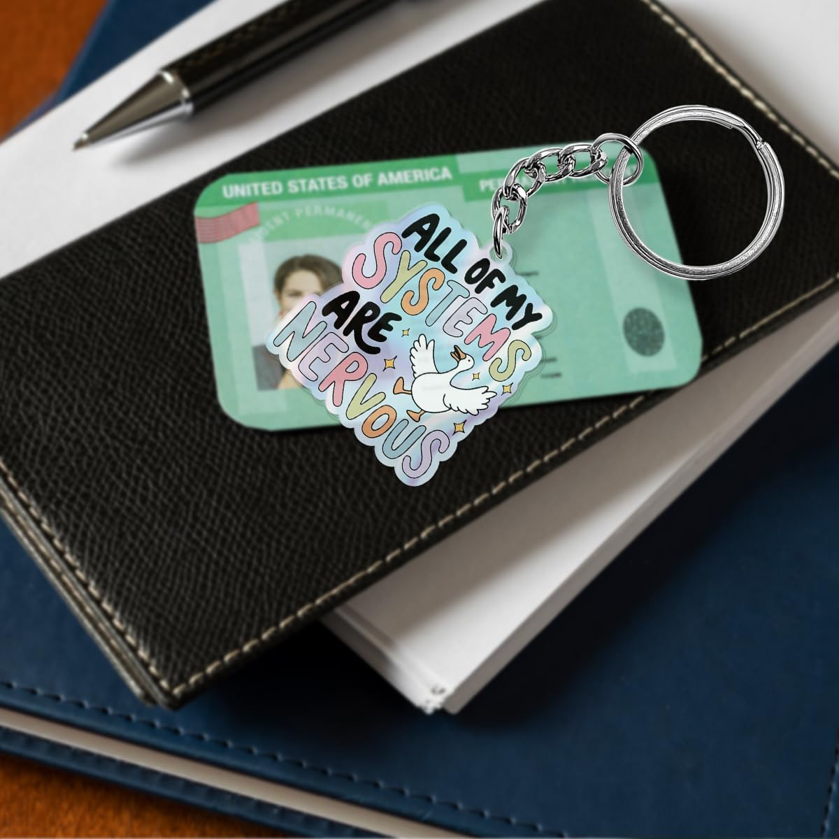 Funny Silly Goose Keychain for Women, Cute Goose Decor Acrylic Accessories Gag for Friends Coworkers Gifts