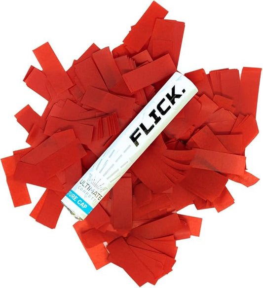 Ultimate Confetti - 8 Pack Red Confetti Wands - Handheld 6" Biodegradable Tissue Paper Confetti Flick Flutter Sticks For Wedding, Birthday, Parties & Live Events - 1 Handful, 0.5 oz Each Stick