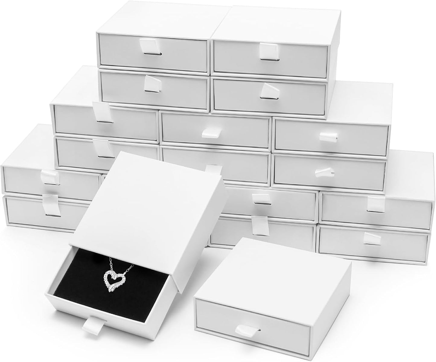 Jewelry Box, 20Pcs Jewelry Boxes for Women 3.5×3.5x1 Inch Jewelry Gift Box, Cardboard Jewelry Gift Necklace Ring Earring Jewelry Box (White)
