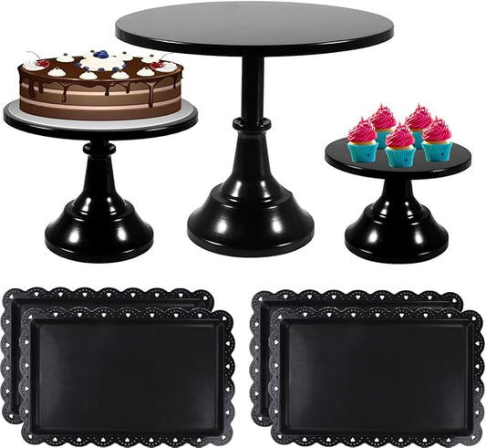Cashger Cake Stand,7Pcs Round Metal Cake Display Stand 8/10/12Inch Dessert Table Decorations Set Cupcake Holder Party Serving Plate for Baby Shower ,Wedding ,Birthday Party ,Anniversary (Black)