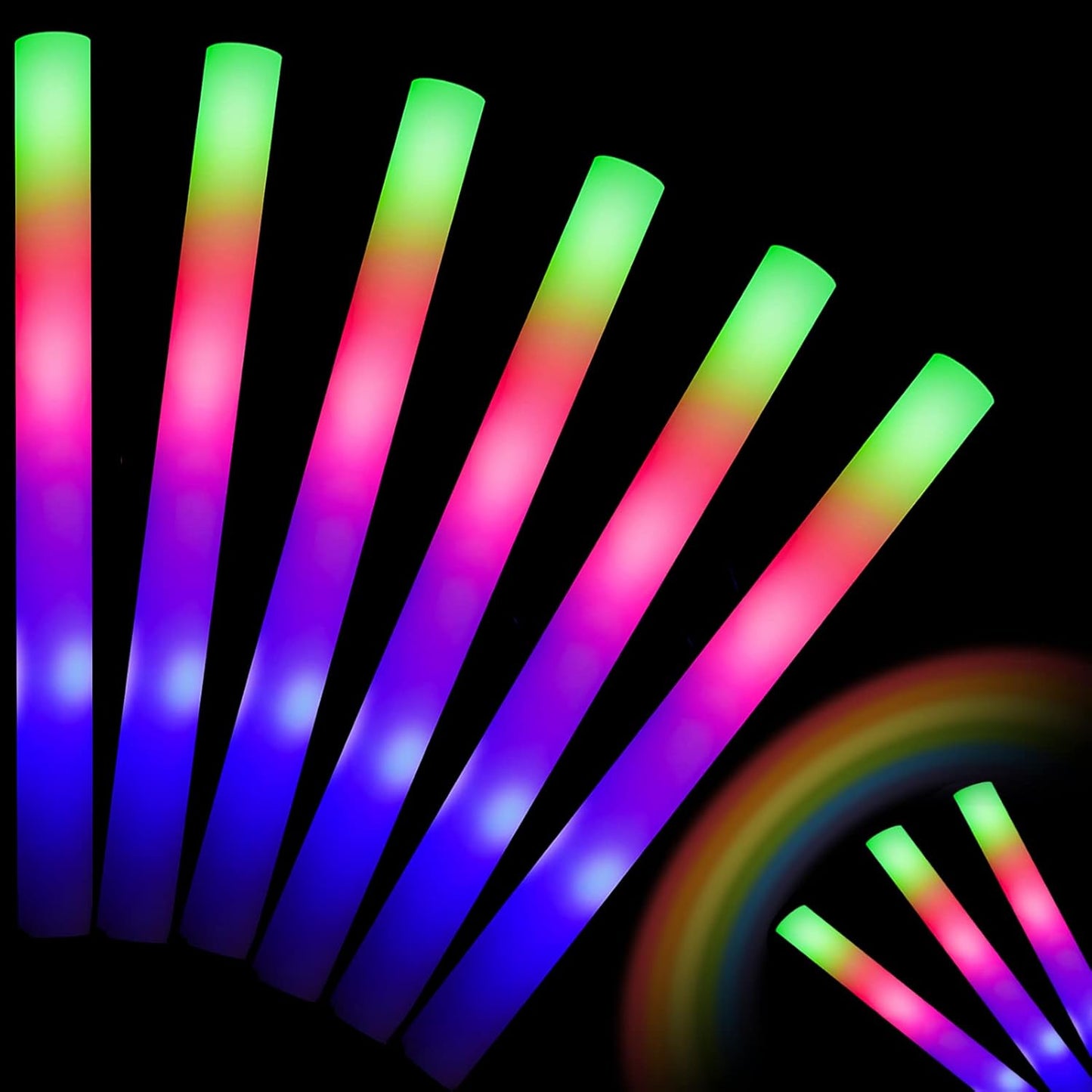 Glow Sticks Bulk -70 Pcs LED Foam Sticks Glow in The Dark Party Supplies,3 Modes Colorful Flashing Light Up Toys for Wedding Birthday Party Concert Halloween Christmas