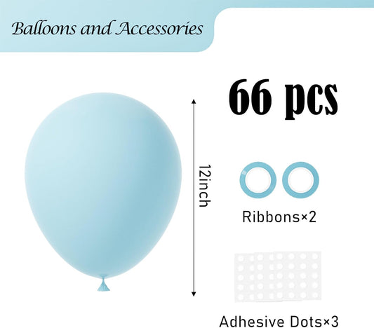 Pale Aqua Balloons, 66pack 12inch Aqua Blue Latex Party Balloons for Wedding, Birthday, Graduation, Bridal Shower, Baby Shower, Gender Reveal, Anniversary, Bachelorette Party Decorations