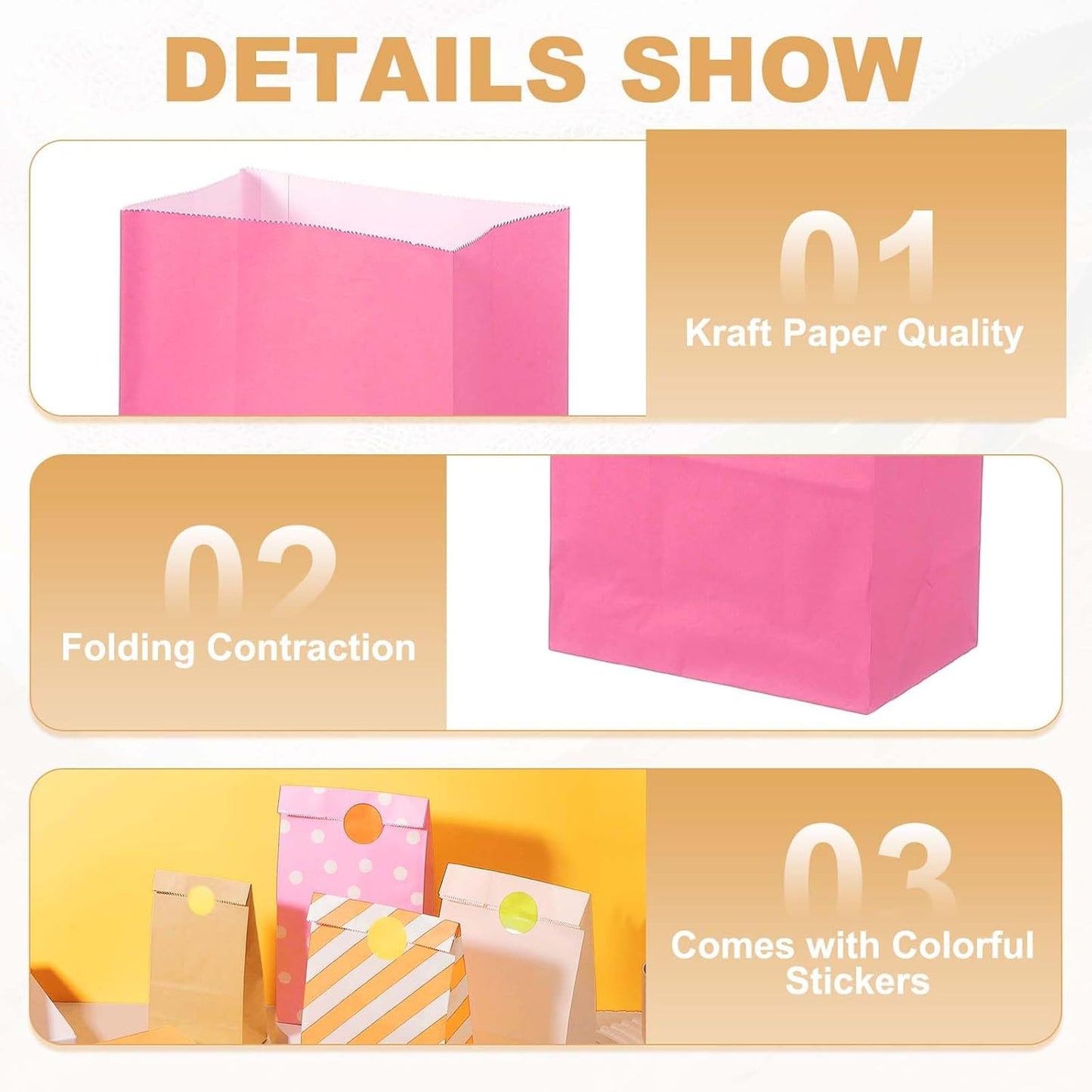 PATIKIL Party Favor Bag, 24 Pcs 5.1x3.1x9.4 Inch Medium Paper Candy Bags Gift Treat Celebration Halloween Goody Birthday Wedding Party with Stickers, Rose Red