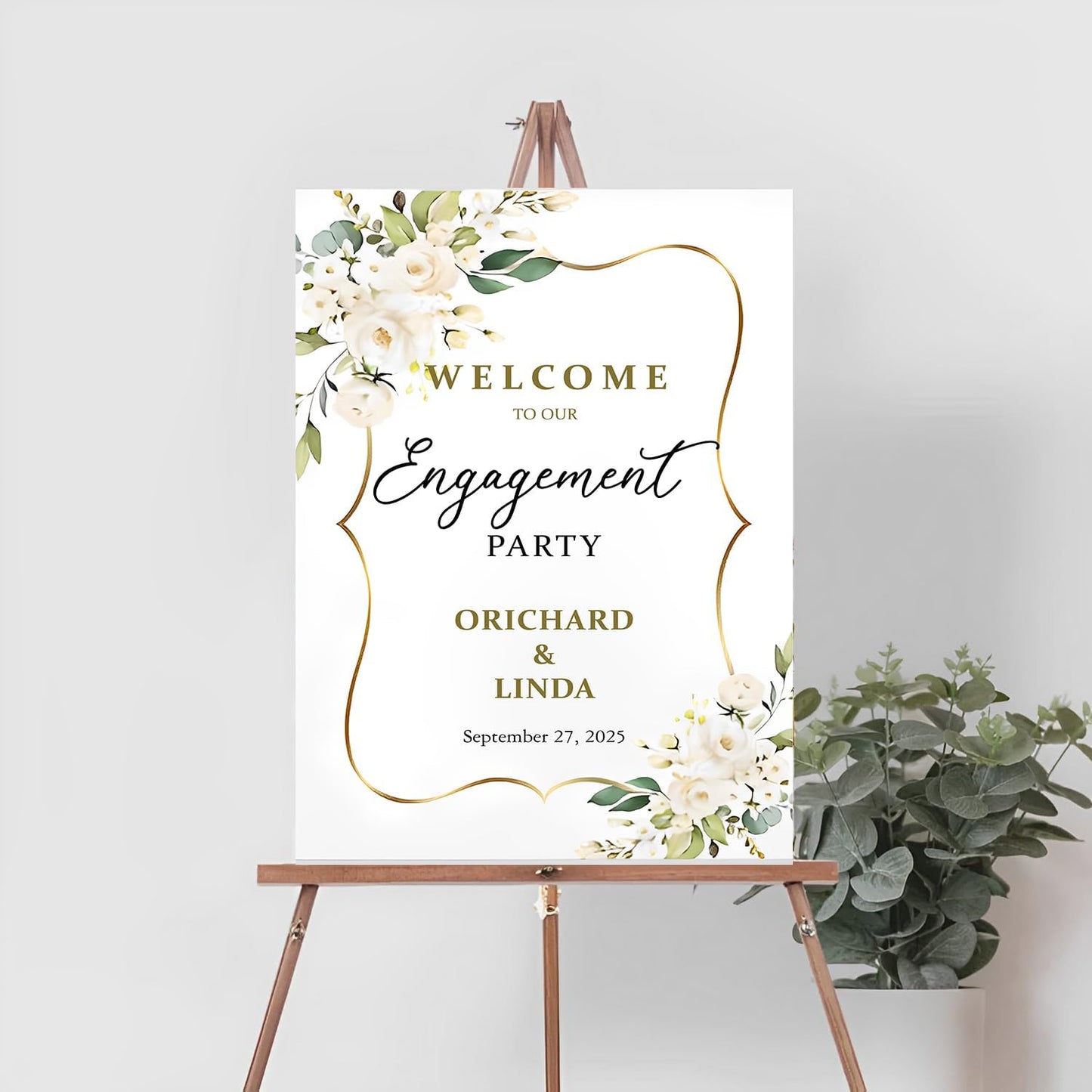 We're Engaged Sign, Greenery Engagement Signs For A Party, Engagement Party Gifts For Couples, Classy Engagement Decorations, Engagement Party Decorations