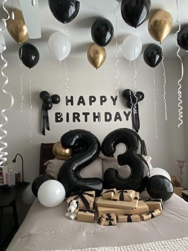 26 Numbers Balloon Black, Foil Happy 26th Birthday Balloon for Men & Women,40 Inch Large Balloons for 2 6 26 62 2026 Wedding Marriage Proposal Engagement Decorations