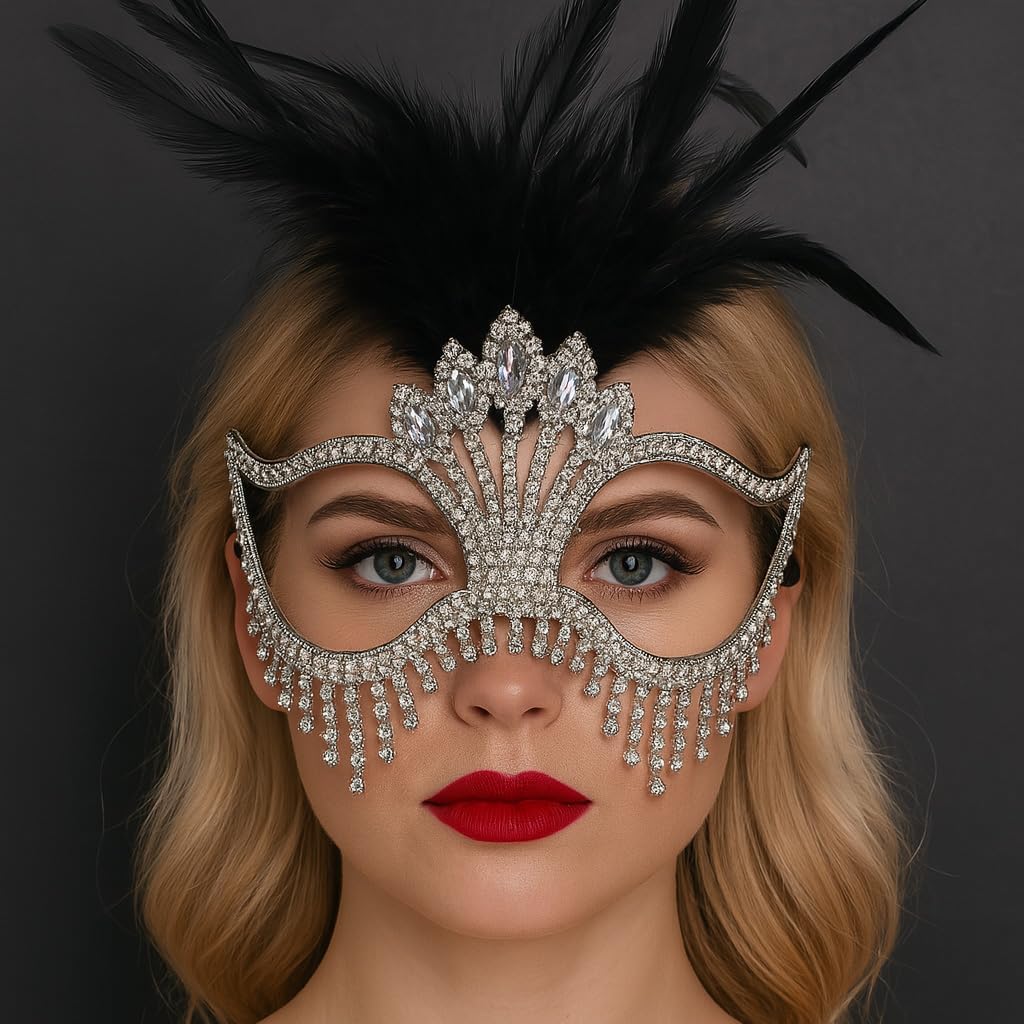 Bling Rhinestone Masquerade Mask For Women Ball Costume Crystal Face Mask Carnival Jewelry