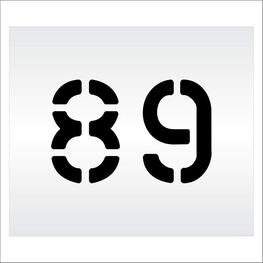 Pavement, Curb, and WheelStop Stencils - 6 inch Double Number Stencil - (89) - 6" x 9" x 1/16" (63 mil) - Light-Duty