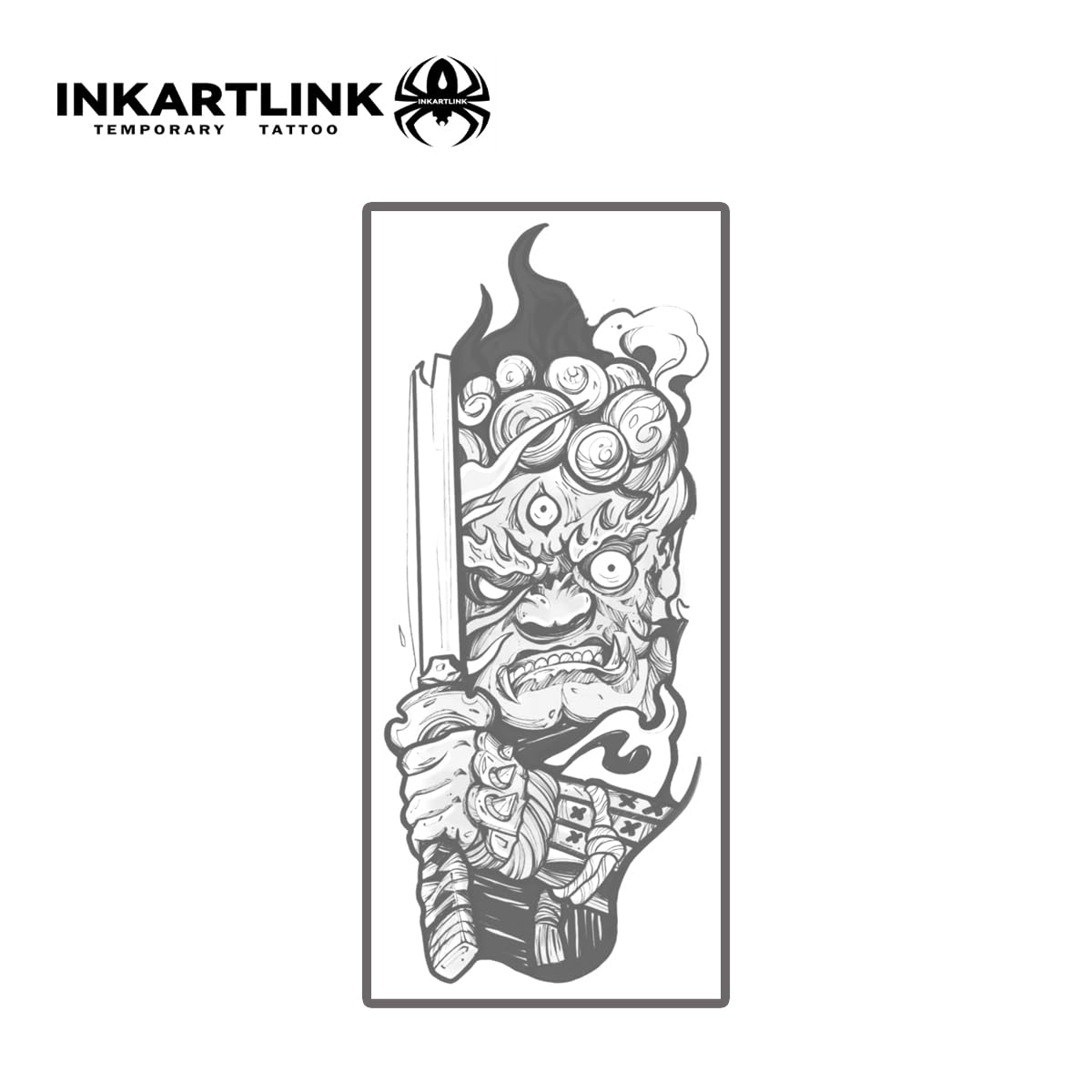 INKARTLINK Tattoo Tech, 2 Sheets Large Semi Permanent Tattoo, Adult Art Design Temporary Tattoos, Lasts 1-2 Weeks, Waterproof, Realistic Look, No Reflection (The Warrior's Sword)