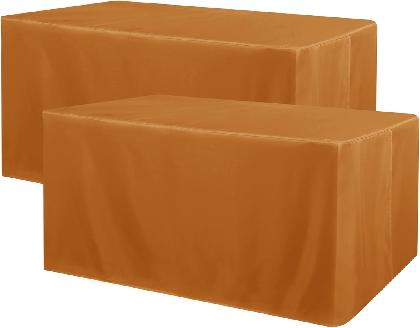 Obstal 2 Pack Table Clothes for 8 FT Rectangle Tables - Water Resistant Washable Fabric Polyester Rectangle Table Cover Protector for Wedding, Banquet and Trade Shows, 96L x 30W Inches, Bronze