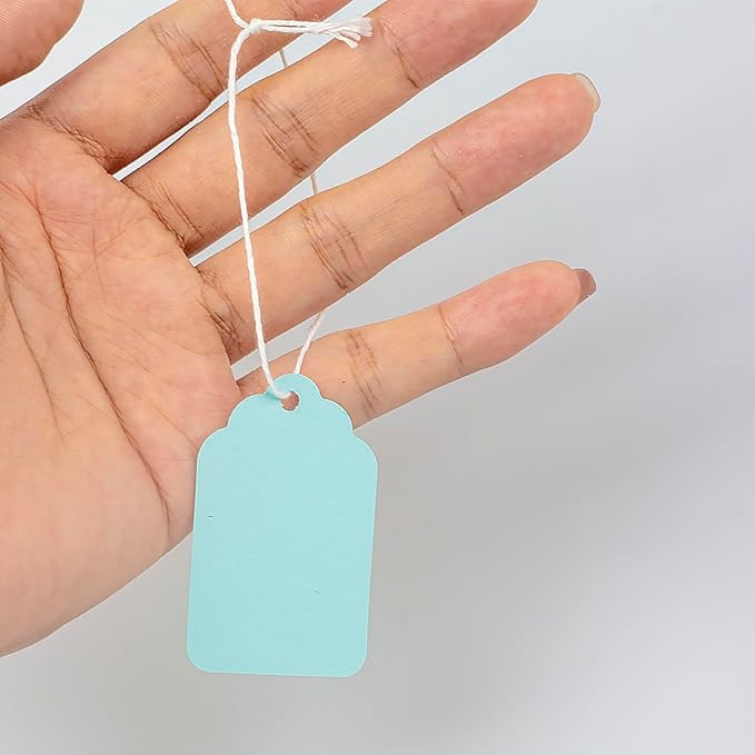 Price Tags with String Attached, 500 PCS Marking Tags for Crafts, Clothing and Gift Wrap (1.88"x1.18",Pale Blue)