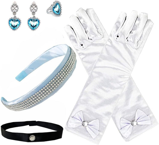 Princess Cinderella Dress up Accessories Cinderella Headband Choker Gloves Halloween Christmas Party Favors for Girls