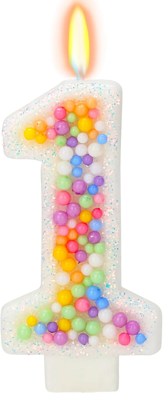 Birthday Candles for Boys/Girls - Number 1 Candle, Colorful Macaron Candles, 1st Birthday Candle, Cake Decorations, Theme Party Supplies