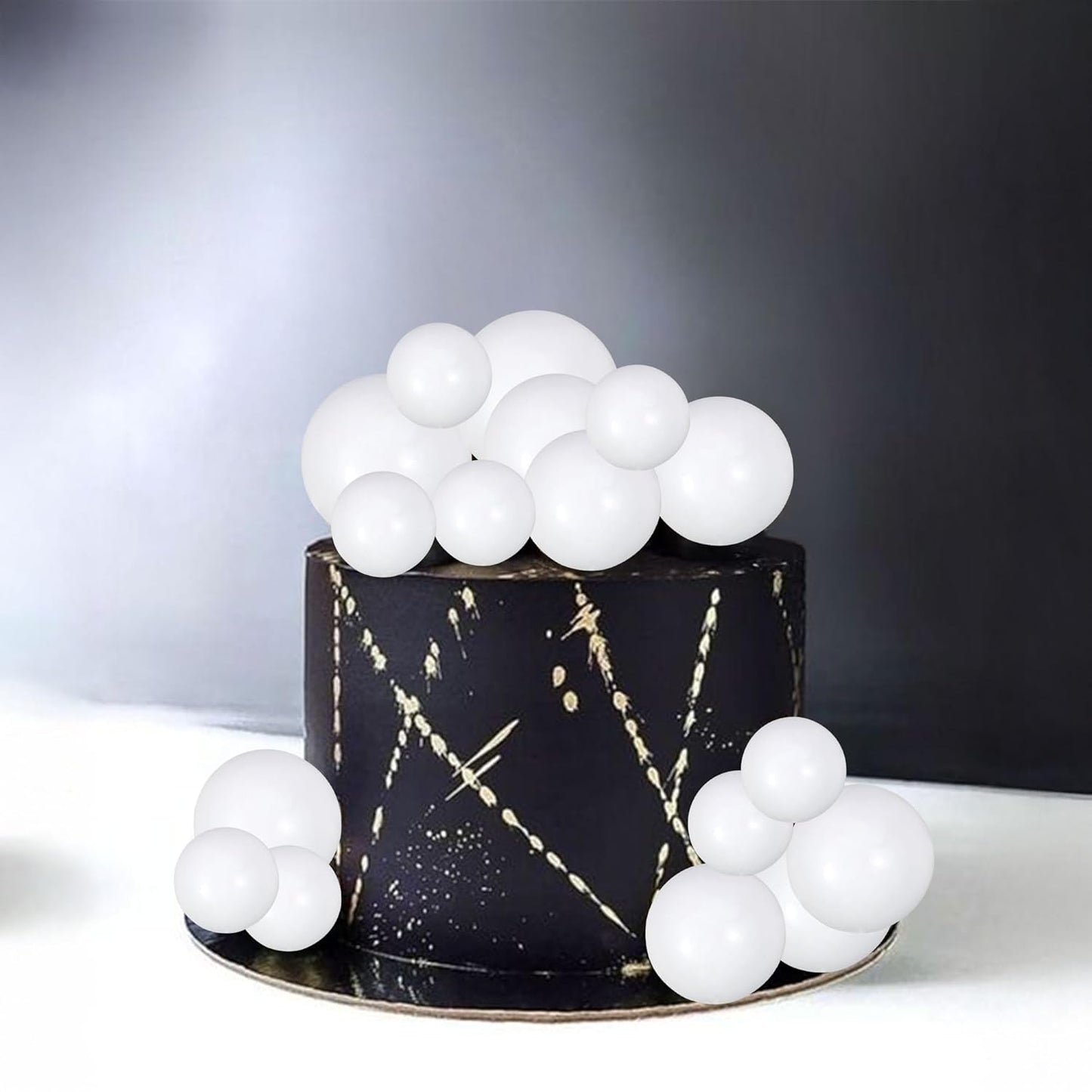Gyufise 30Pcs Balls Cake Toppers Ball Picks Ball Shaped Cupcake Toppers Foam Balls Cake Topper Mini Balloons Cake Decorations for Wedding Baby Shower Birthday Party Supplies New White